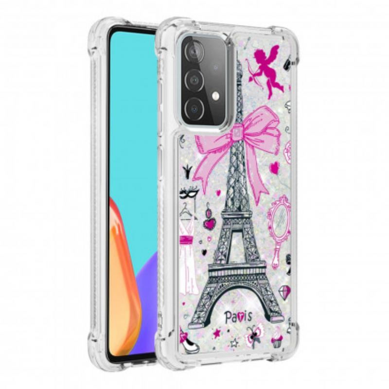 Capa Para Samsung Galaxy A52 4G / A52 5G / A52s 5G As Lantejoulas Da Torre Eiffel