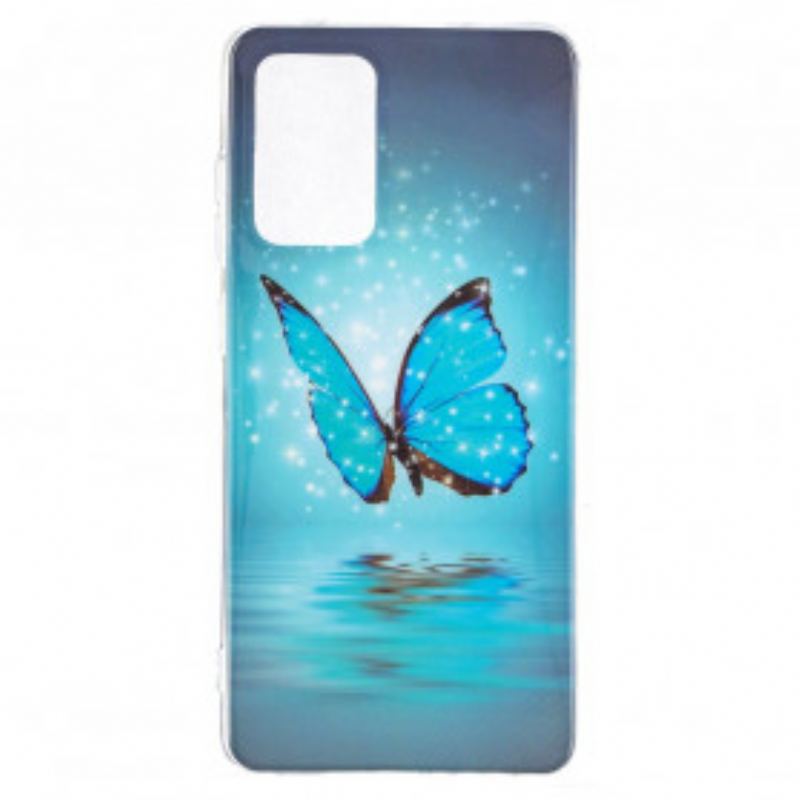 Capa Para Samsung Galaxy A52 4G / A52 5G / A52s 5G Borboleta Azul Fluorescente