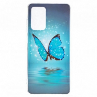 Capa Para Samsung Galaxy A52 4G / A52 5G / A52s 5G Borboleta Azul Fluorescente