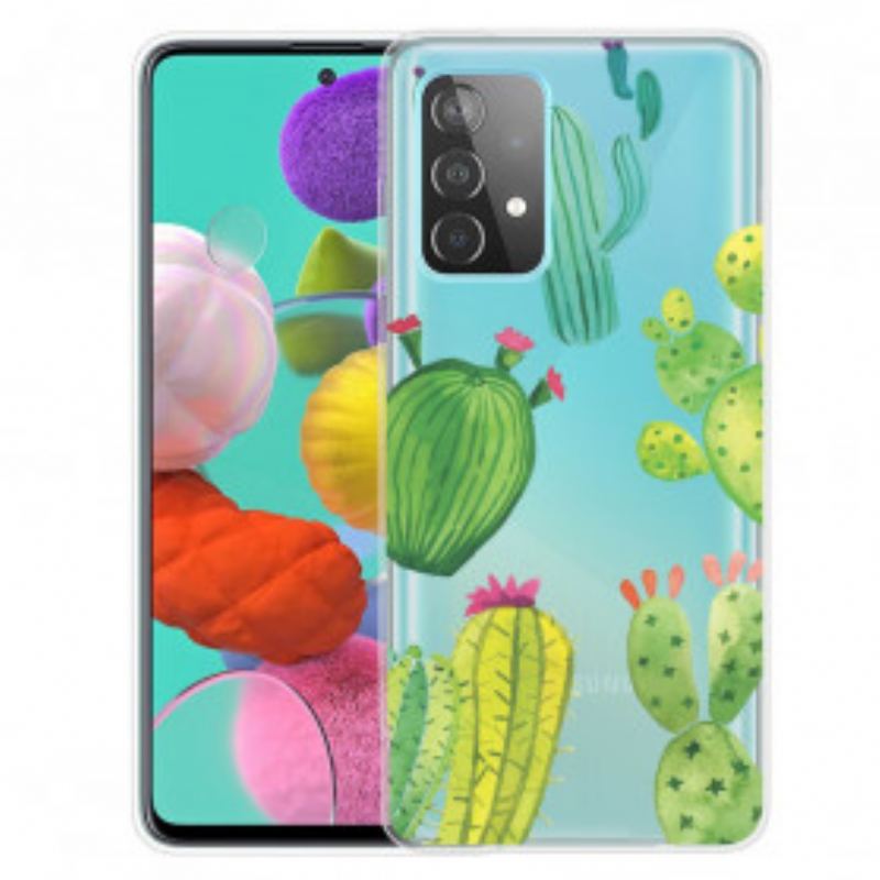 Capa Para Samsung Galaxy A52 4G / A52 5G / A52s 5G Cactos Aquarela