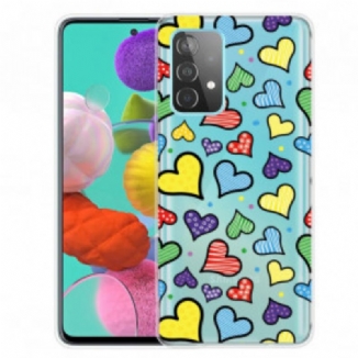 Capa Para Samsung Galaxy A52 4G / A52 5G / A52s 5G Corações Multicoloridos