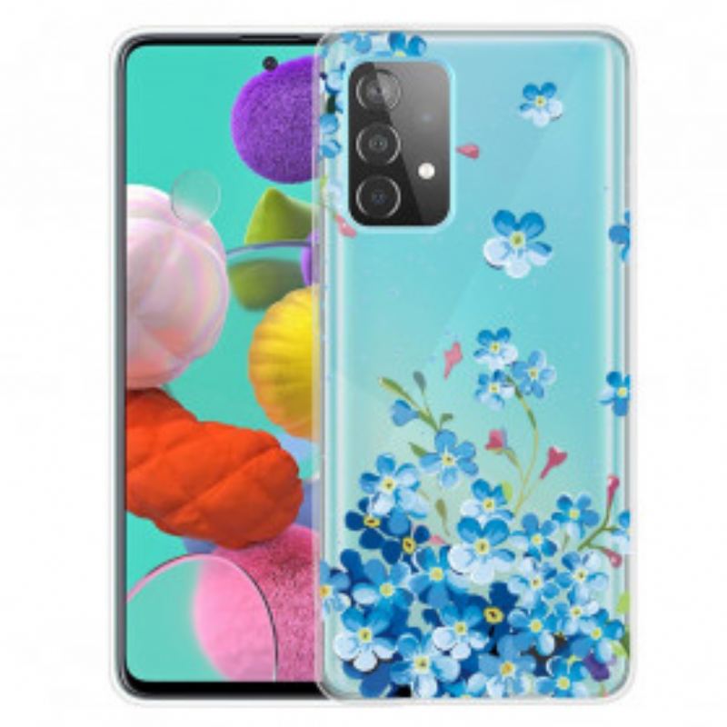 Capa Para Samsung Galaxy A52 4G / A52 5G / A52s 5G Flores Azuis