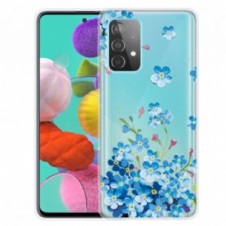 Capa Para Samsung Galaxy A52 4G / A52 5G / A52s 5G Flores Azuis