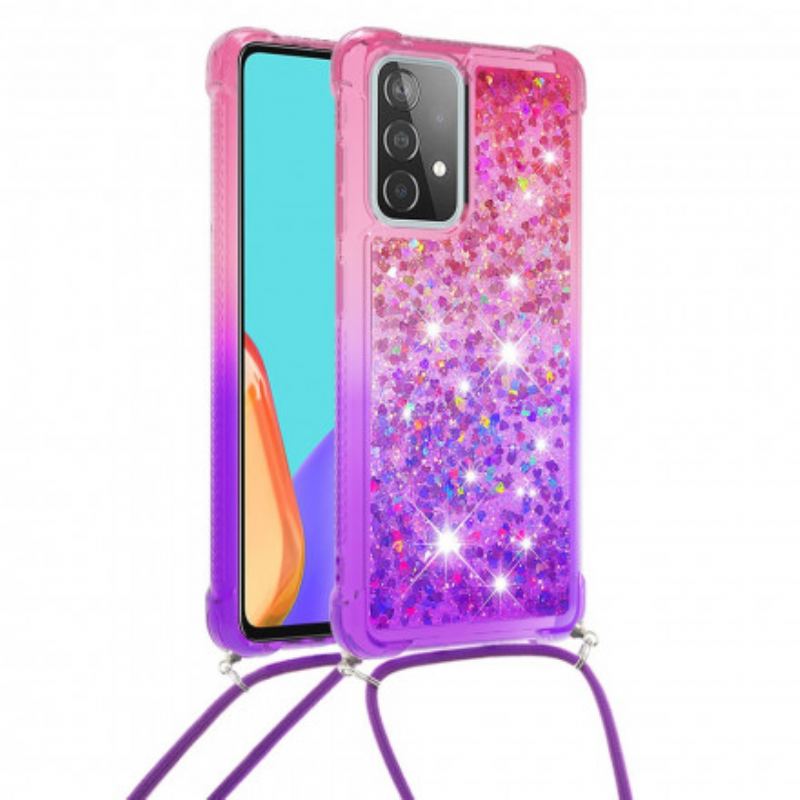 Capa Para Samsung Galaxy A52 4G / A52 5G / A52s 5G Lantejoulas E Cordão De Silicone