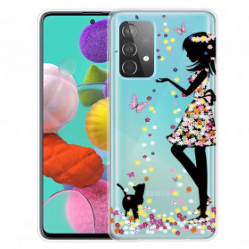 Capa Para Samsung Galaxy A52 4G / A52 5G / A52s 5G Linda Cabeça De Flor