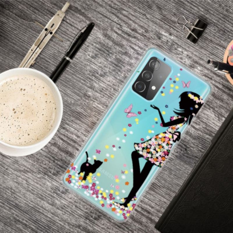 Capa Para Samsung Galaxy A52 4G / A52 5G / A52s 5G Linda Cabeça De Flor