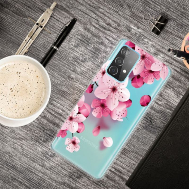 Capa Para Samsung Galaxy A52 4G / A52 5G / A52s 5G Pequenas Flores Cor De Rosa