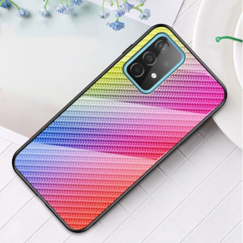 Capa Para Samsung Galaxy A52 4G / A52 5G / A52s 5G Vidro Temperado De Fibra De Carbono