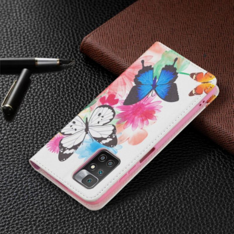 Capa De Celular Para Xiaomi Redmi 10 Flip Borboletas Coloridas