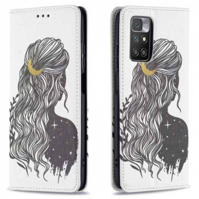 Capa De Celular Para Xiaomi Redmi 10 Flip Cabelo Bonito