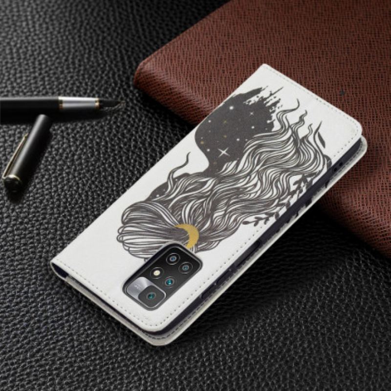 Capa De Celular Para Xiaomi Redmi 10 Flip Cabelo Bonito