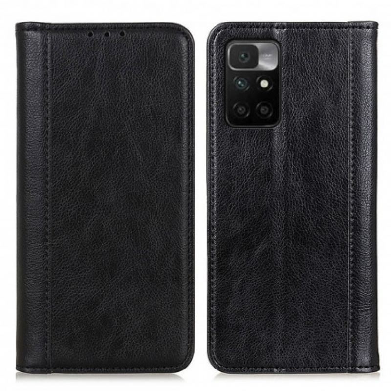 Capa De Celular Para Xiaomi Redmi 10 Flip Couro Litchi Elegance Dividido