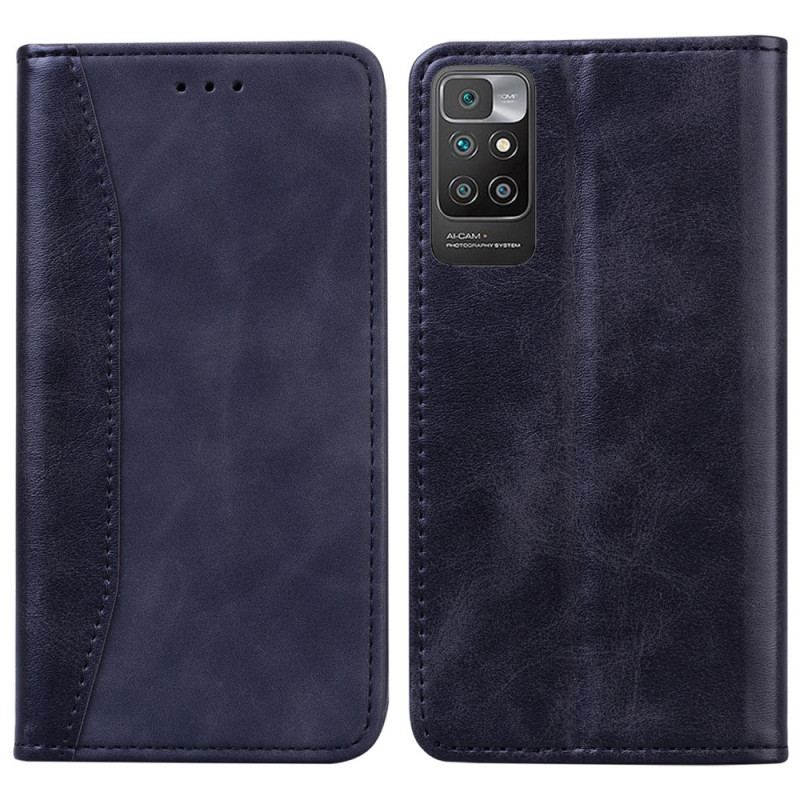 Capa De Celular Para Xiaomi Redmi 10 Flip Efeito Couro Empresarial Em Dois Tons