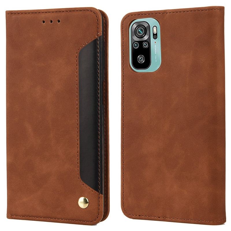 Capa De Celular Para Xiaomi Redmi 10 Flip Efeito Couro Empresarial Em Dois Tons