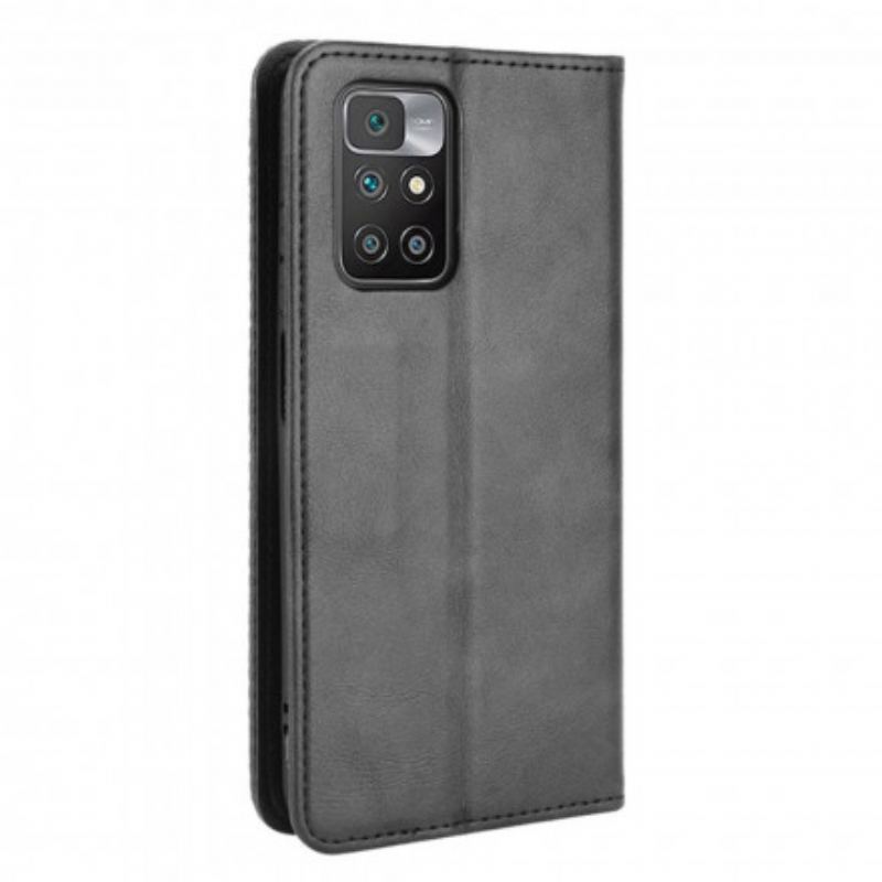 Capa De Celular Para Xiaomi Redmi 10 Flip Efeito Couro Vintage Estilizado