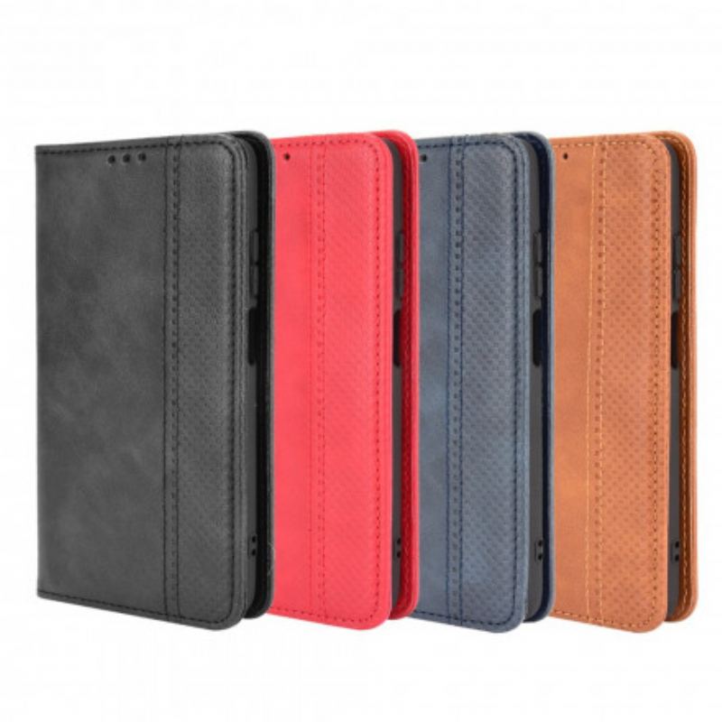 Capa De Celular Para Xiaomi Redmi 10 Flip Efeito Couro Vintage Estilizado