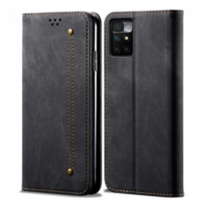 Capa De Celular Para Xiaomi Redmi 10 Flip Tecido Jeans