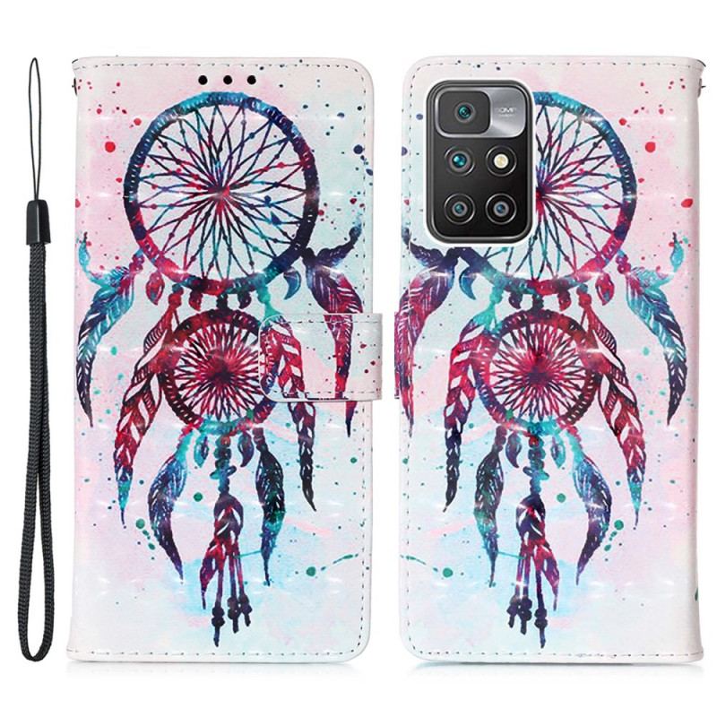 Capa De Couro Para Xiaomi Redmi 10 Apanhador De Sonhos Aquarela