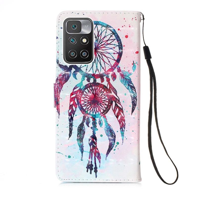 Capa De Couro Para Xiaomi Redmi 10 Apanhador De Sonhos Aquarela