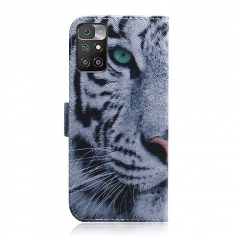 Capa De Couro Para Xiaomi Redmi 10 Cara De Tigre