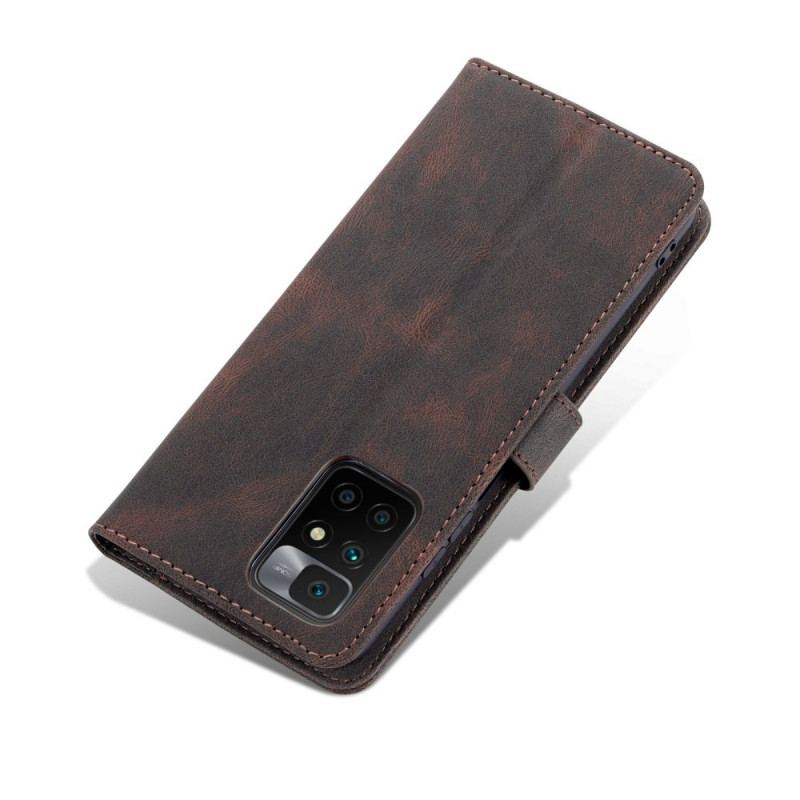 Capa De Couro Para Xiaomi Redmi 10 Efeito Couro Azns