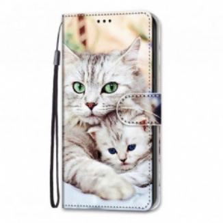 Capa De Couro Para Xiaomi Redmi 10 Família De Gatos