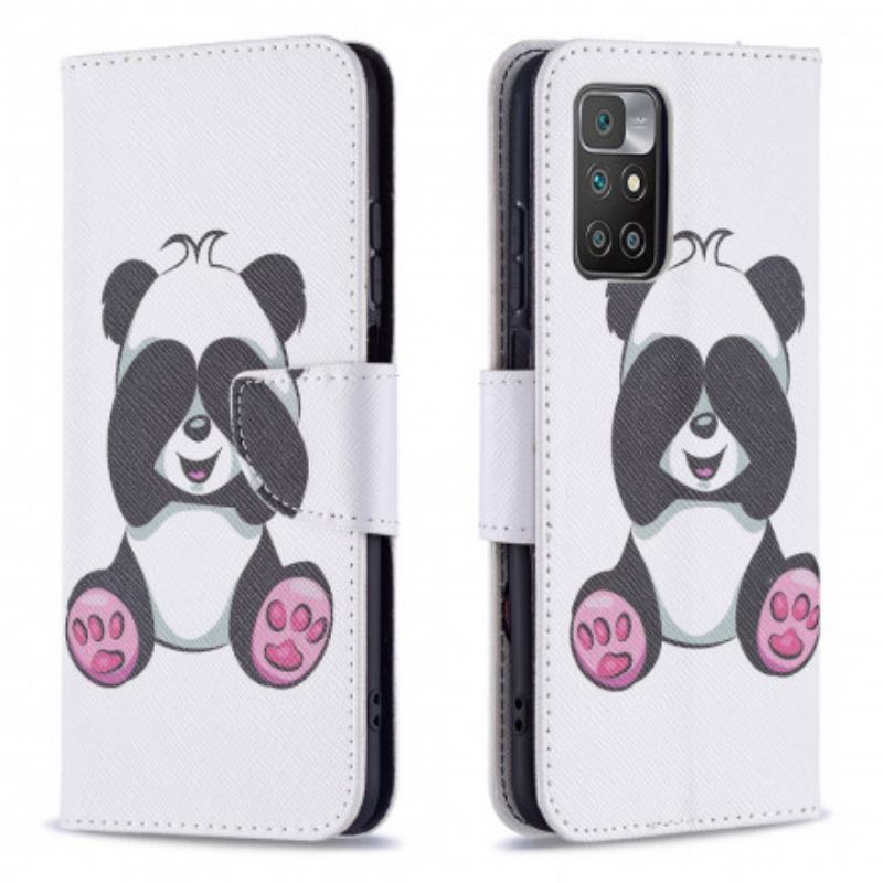 Capa De Couro Para Xiaomi Redmi 10 Panda Divertido