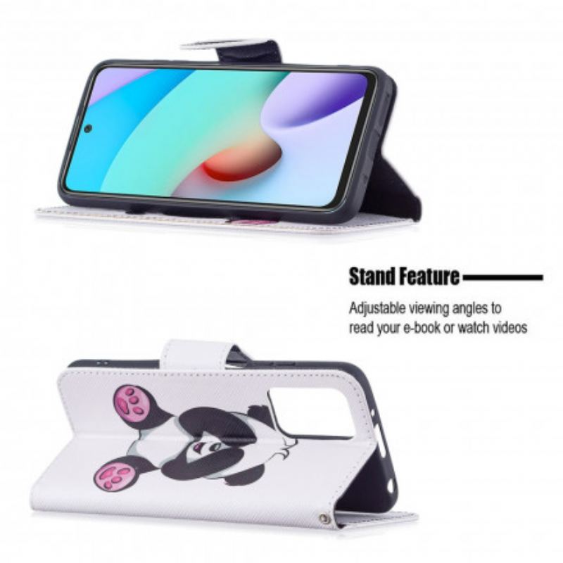 Capa De Couro Para Xiaomi Redmi 10 Panda Divertido