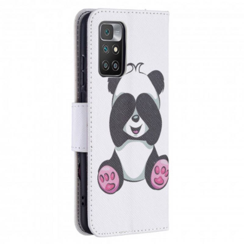 Capa De Couro Para Xiaomi Redmi 10 Panda Divertido