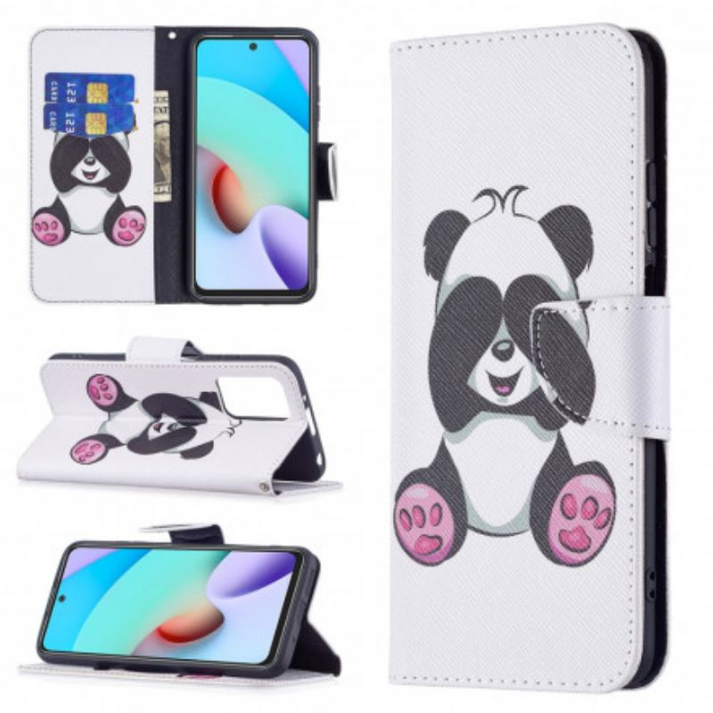 Capa De Couro Para Xiaomi Redmi 10 Panda Divertido