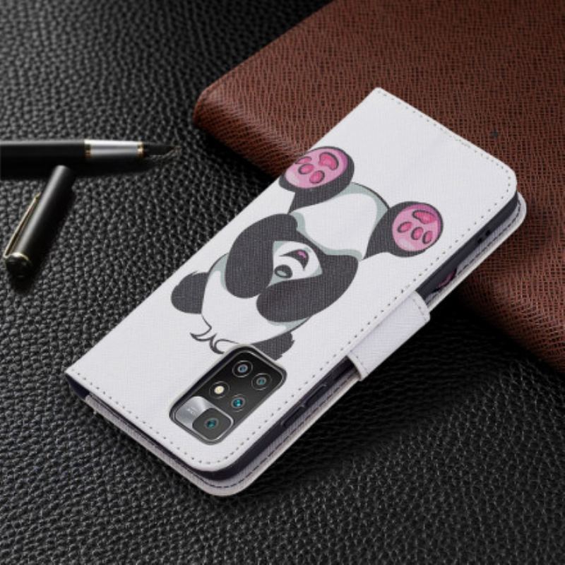 Capa De Couro Para Xiaomi Redmi 10 Panda Divertido