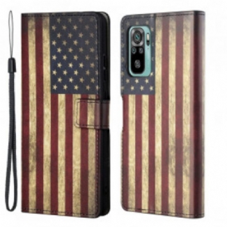 Capa Em Pele Para Xiaomi Redmi 10 Bandeira Americana