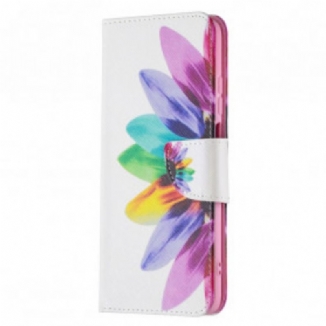 Capa Em Pele Para Xiaomi Redmi 10 Flor Aquarela