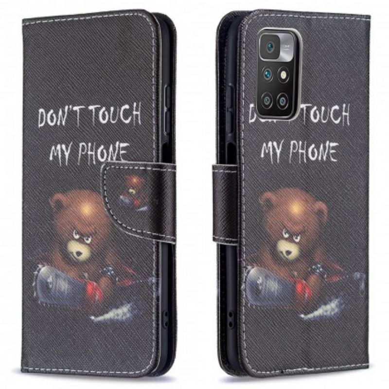 Capa Em Pele Para Xiaomi Redmi 10 Urso Perigoso