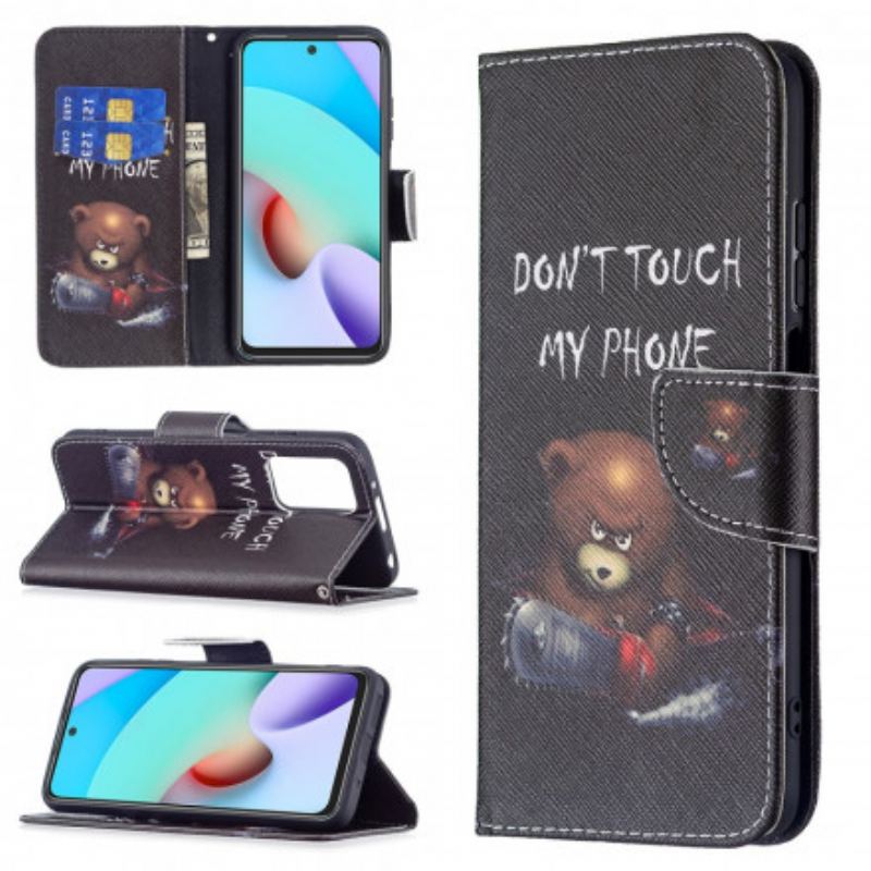 Capa Em Pele Para Xiaomi Redmi 10 Urso Perigoso