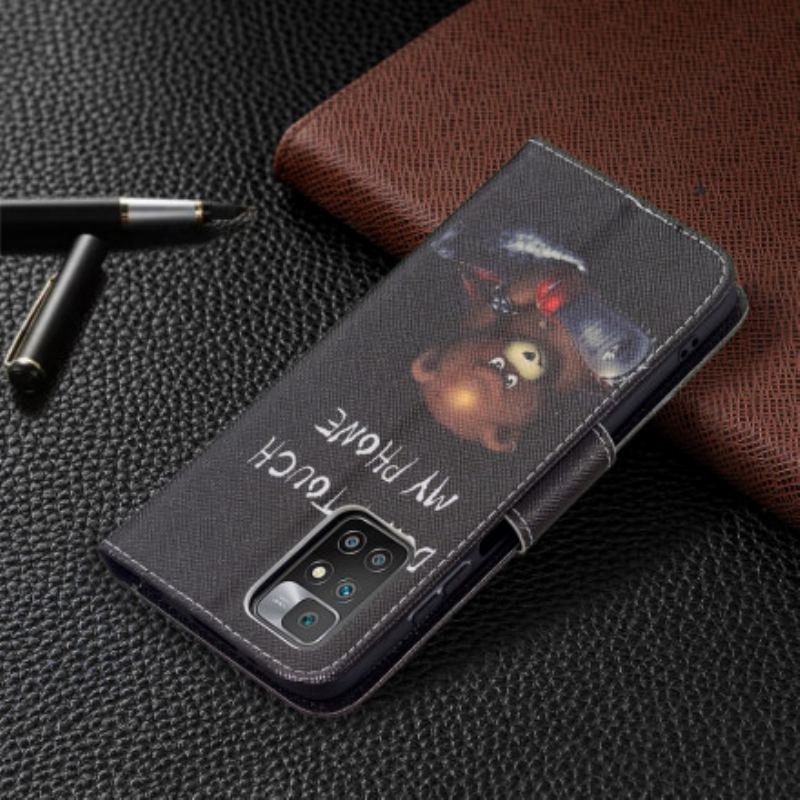 Capa Em Pele Para Xiaomi Redmi 10 Urso Perigoso