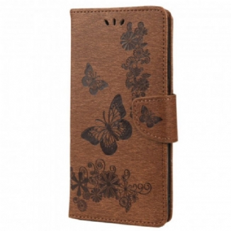 Capa Flip Para Xiaomi Redmi 10 Apenas Borboletas Com Cordão