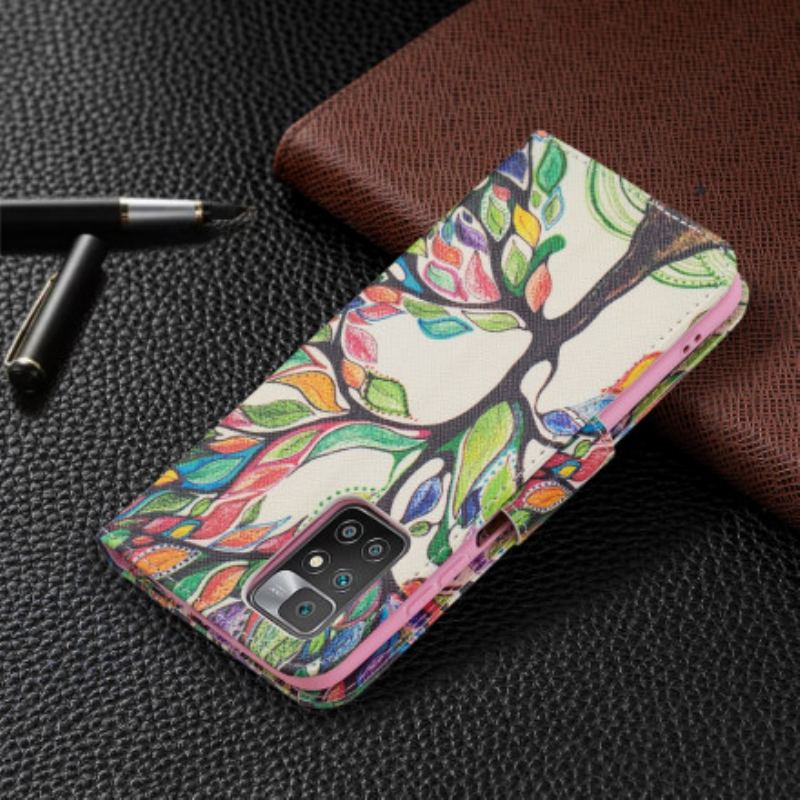 Capa Flip Para Xiaomi Redmi 10 Árvore Colorida