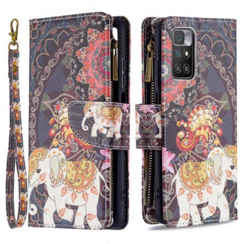 Capa Flip Para Xiaomi Redmi 10 Bolso Elefante Com Zíper