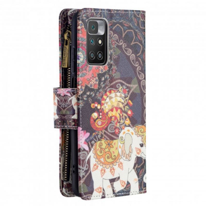 Capa Flip Para Xiaomi Redmi 10 Bolso Elefante Com Zíper