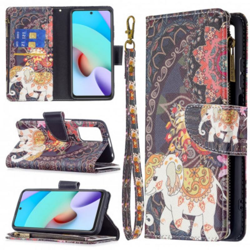 Capa Flip Para Xiaomi Redmi 10 Bolso Elefante Com Zíper