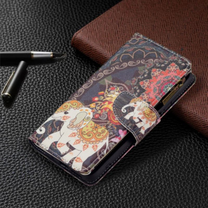 Capa Flip Para Xiaomi Redmi 10 Bolso Elefante Com Zíper