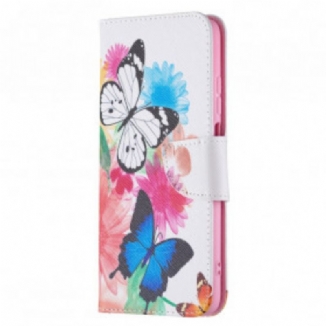 Capa Flip Para Xiaomi Redmi 10 Borboletas E Flores Pintadas