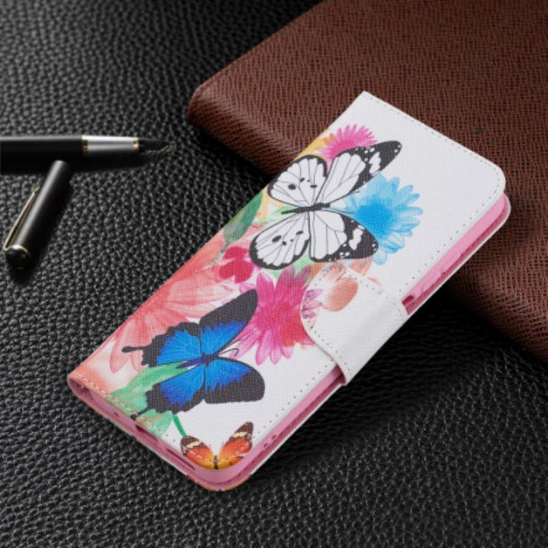 Capa Flip Para Xiaomi Redmi 10 Borboletas E Flores Pintadas