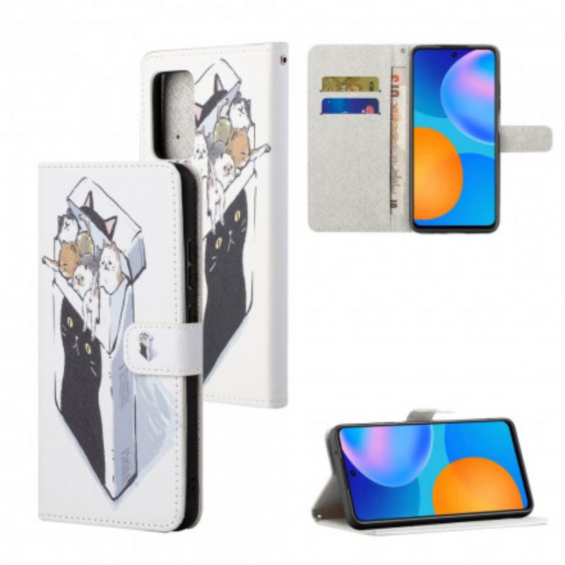 Capa Flip Para Xiaomi Redmi 10 De Cordão Gatos De Entrega Com Tangas