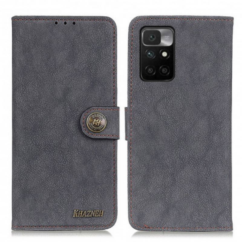 Capa Flip Para Xiaomi Redmi 10 Couro Dividido Retrô Khazneh