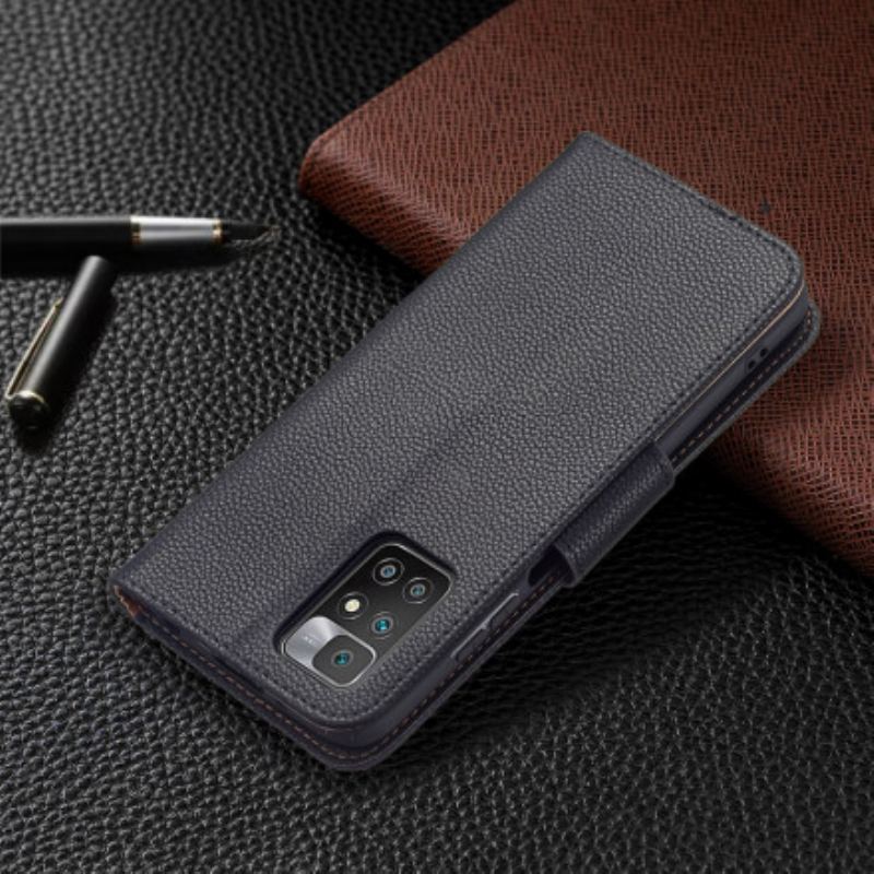 Capa Flip Para Xiaomi Redmi 10 De Couro Lichia Rabat Oblíqua