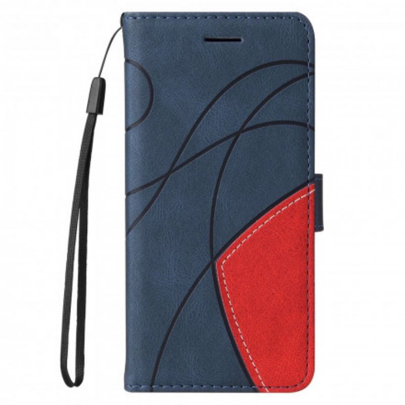 Capa Flip Para Xiaomi Redmi 10 Couro Sintético De Assinatura De Dois Tons