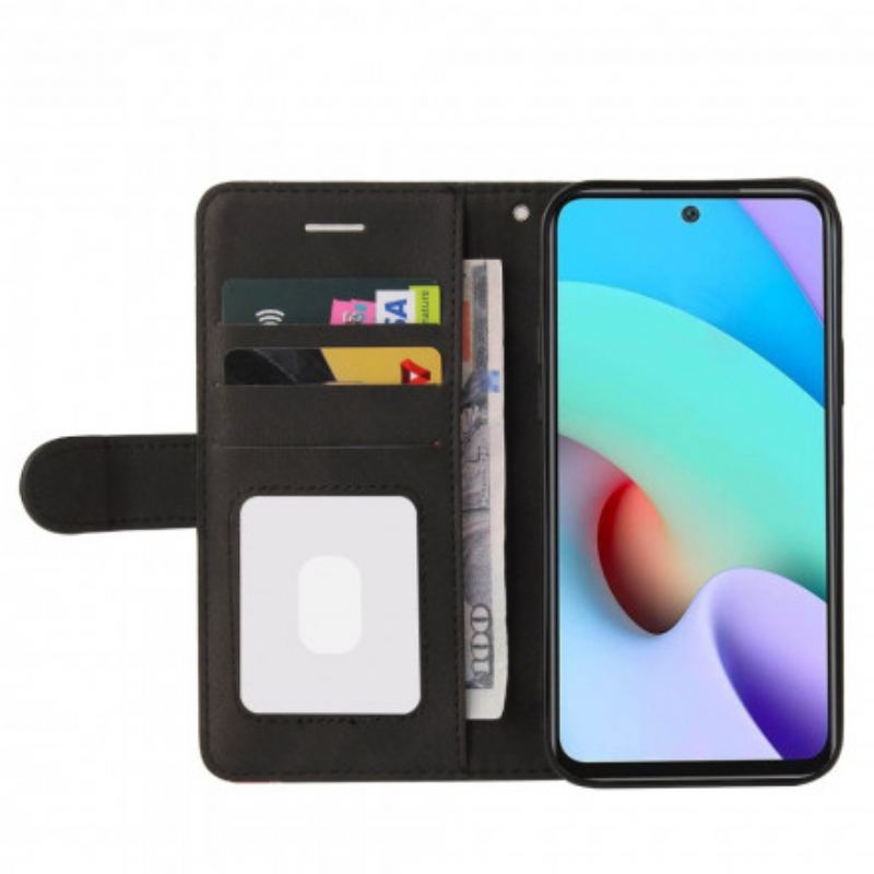 Capa Flip Para Xiaomi Redmi 10 Couro Sintético De Assinatura De Dois Tons