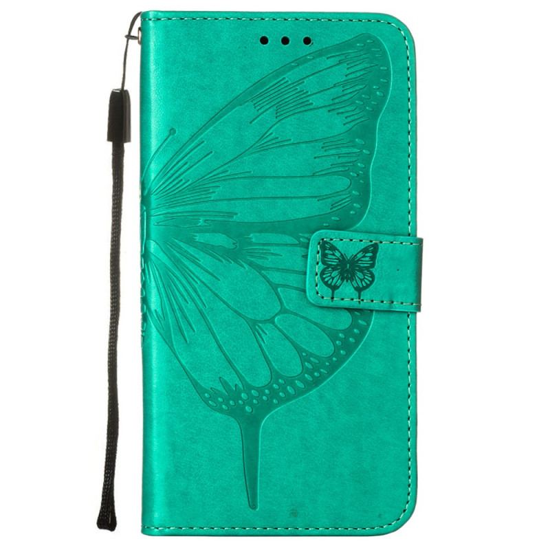 Capa Flip Para Xiaomi Redmi 10 Design De Borboleta Com Cordão